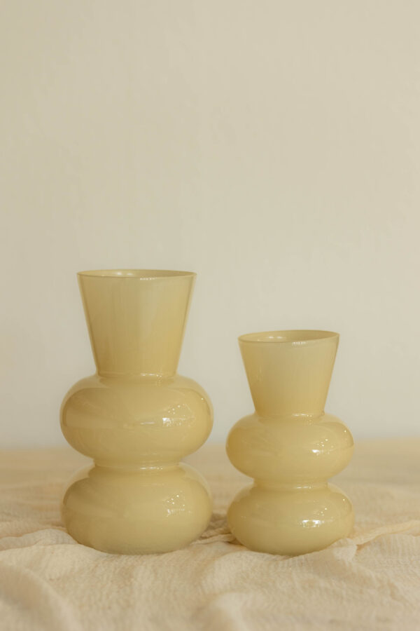 Glas Vase / Buttergelb 2er Set